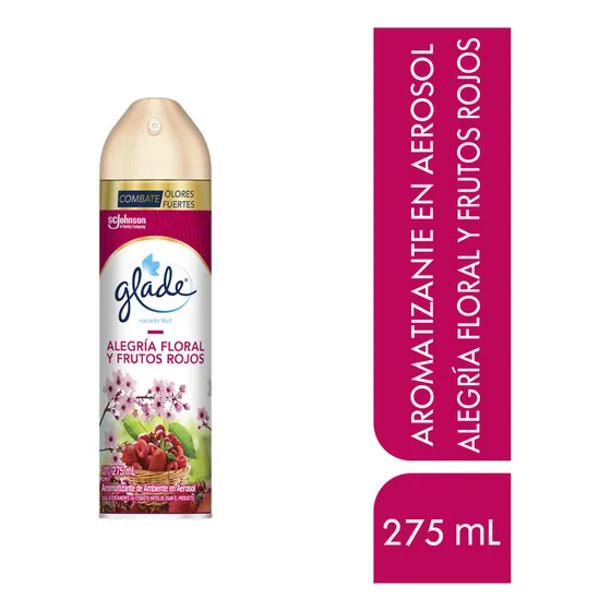 Aromatizante Para Hogar En Aerosol Glade Con Truescent Technology, Refresca Y Elimina Olores De Forma Duradera, Aroma Alegría Floral Y Frutos Rojos, 275 Ml