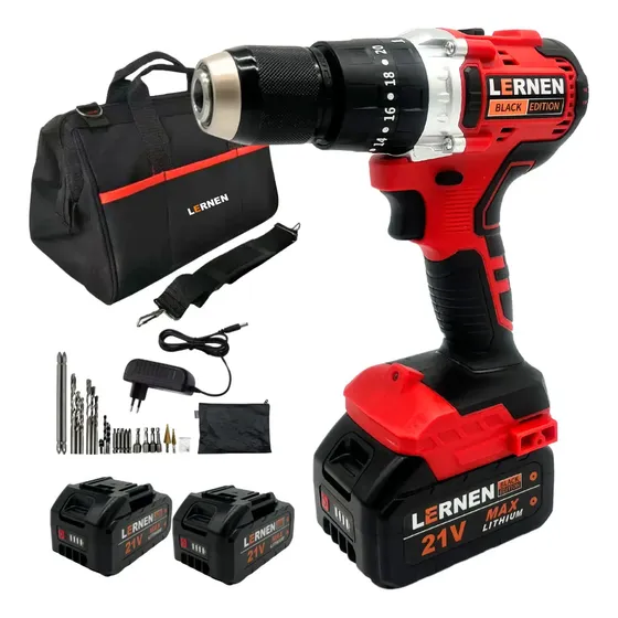 Taladro Percutor Brushless Lernen Black Edition + 2 Baterías + Bolso + Accesorios
