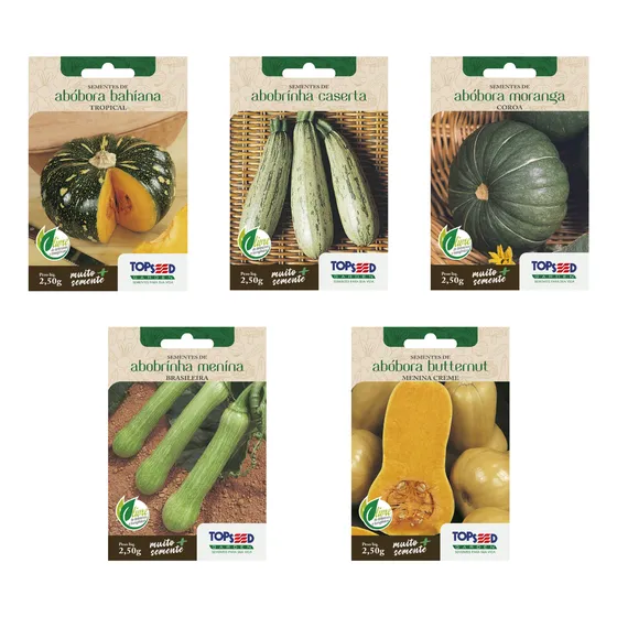 Kit 5 Semente Abóboras Minha Horta Para Muda Alta Germinação