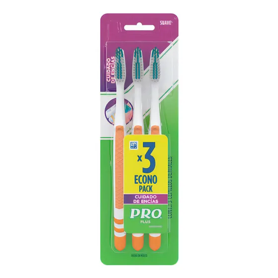 Pack x 3 Cepillos De Dientes Pro plus Cuidado Encias De Oral-B