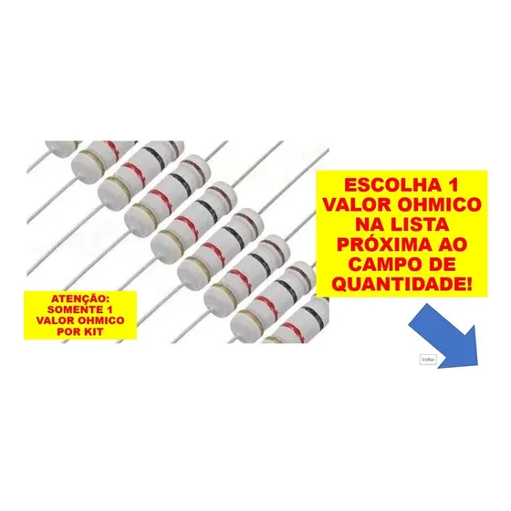 Kit 25un Resistores 2w De Potência Escolha 1 Valor Ohmico