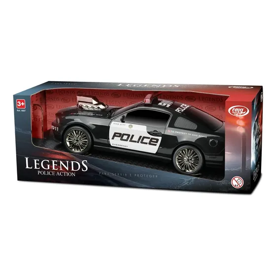 Carro Policial Brinquedo Grande 35 Cm Rodas Livres - Omg
