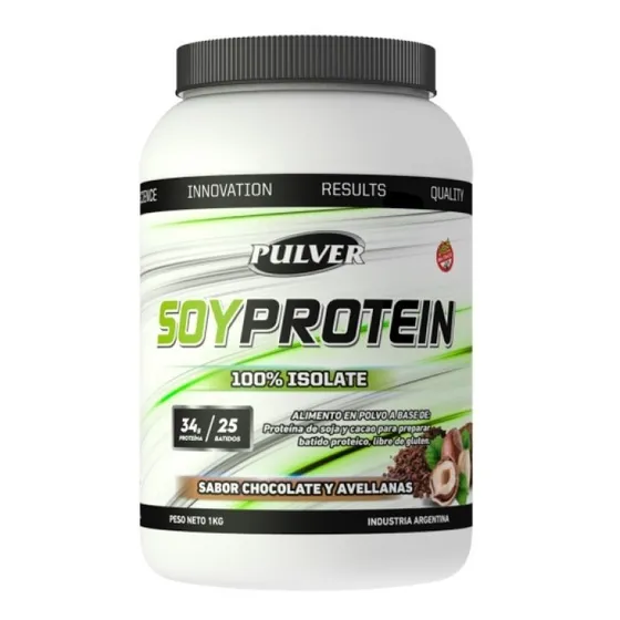 Suplemento Pulver Soy Protein 1Kg Proteina de Soja Sabor Chocolate y Avellanas