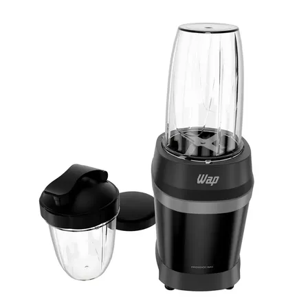 Liquidificador Portátil Wap Blender Pro Turbo 700w + 2 Copos Squeeze Laminas Inox 220v Preto