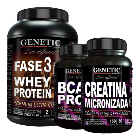 Anabol 3 Whey Proteina Fase 3 + Creatina + Bcaa Pro Genetic