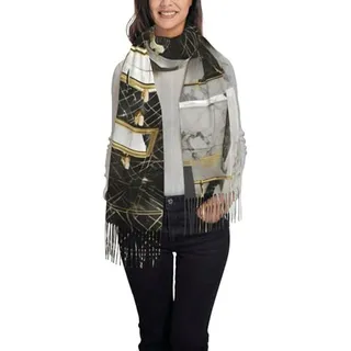 Bufanda De Invierno Suave Con Textura De Mármol Negro Y Deta Bufanda De Invierno Suave Con Textura De Mármol Negro Y Deta