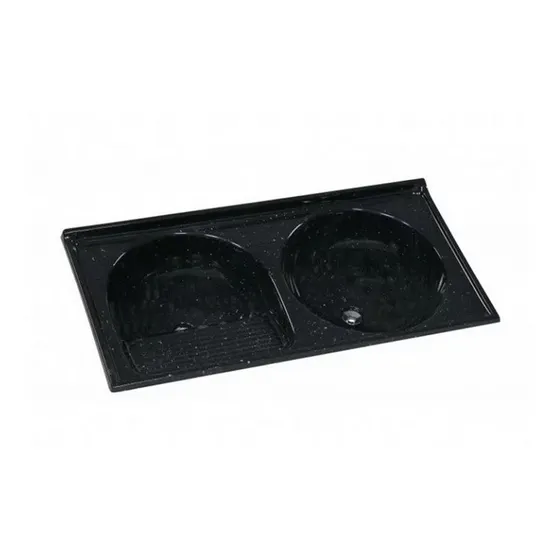 Tanque Duplo Mármore Sintético 100x51cm Preto Rorato