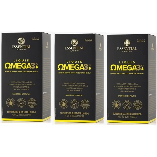 Kit 3x Liquid Super Omega 3 Essential Nutrition - 150ml Cada