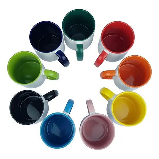 12 Canecas Interior & Alça Colorido Resinadas Para Sublimação BC