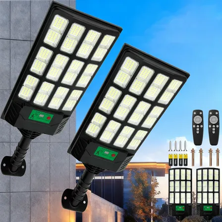 900w Kit2 Luminária Solar Potente Com Sensor Ip67 Luz Solar