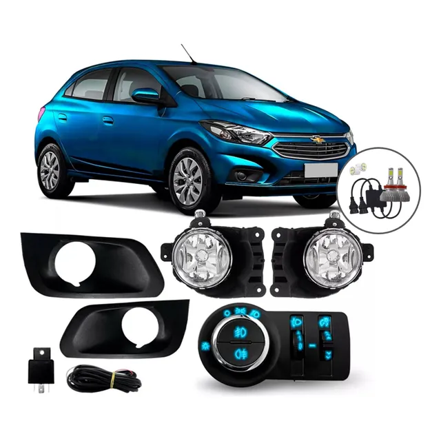 Kit Farol Milha Onix Prisma 2017 2018 2019 Lt + Super Led