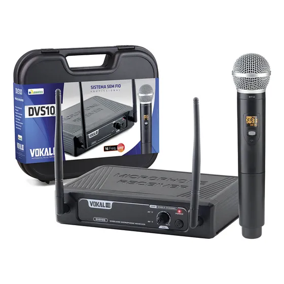 Microfone Vokal Dvs100sm Sem Fio Uhf Com Maleta