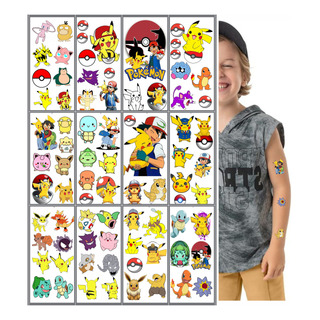 12 Cartelas -81 Tatuagem Infantil Festa - Pokemon E Pikachu 12 Cartelas -81 Tatuagem Infantil Festa - Pokemon E Pikachu