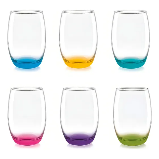 Set De 6 Vasos Altos Mikonos Fondo Multicolor Cristar
