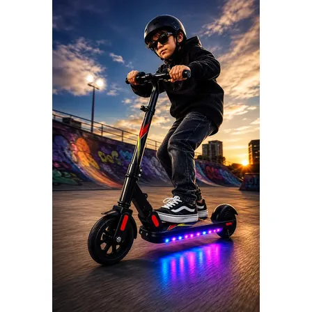 Patinete Eletrico Infantil 3 Velocidades 24v Carregador Led Preto