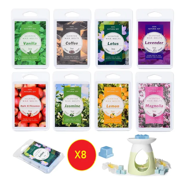 Combo 8 Cera Aromática Tipo Cubo Sachetero Quemador Wax Melt