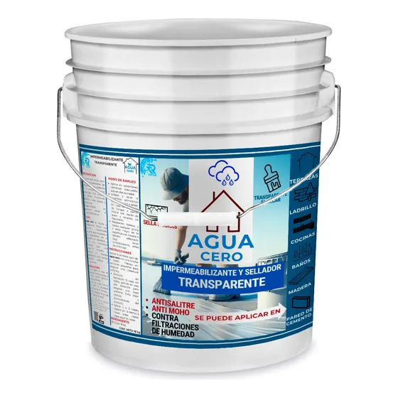 Impermeabilizante Sellador Transparente Agua Cero 19 Litros Azul Claro Transparente Brillante