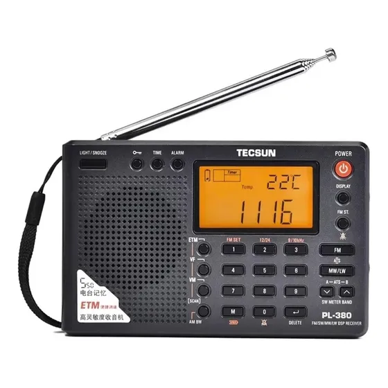 Rádio Tecsun Pl-380 Am/fm/lw/sw Ondas Curtas Preto