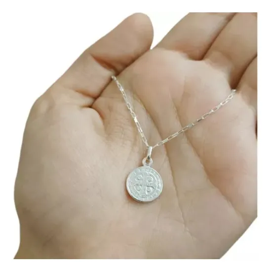 Cadena Forcé Plata 925 Dije San Benito Regalo Comunión