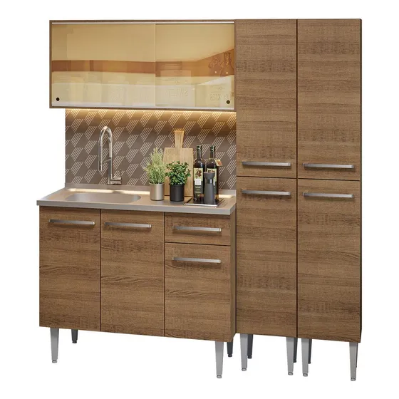Madesa Gabinete Compacta 169cm Freg. Emilly Rustic 12