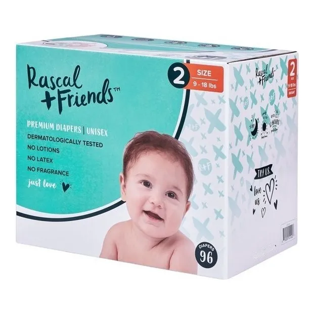 Pañales Rascal + Friends Premium, Tamaño 2, 96 Unidades