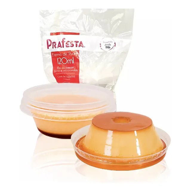 Forminha De Pudim 120ml Forneável E Freezer Com Tampa 12 Un