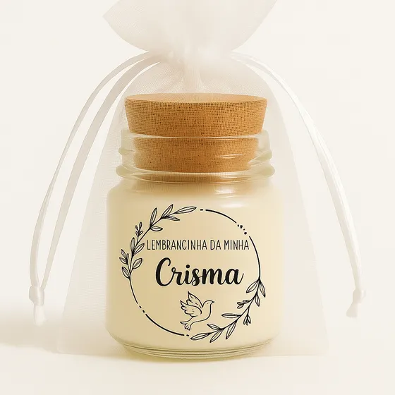 Kit 5 Lembrancinhas Velas Perfumadas Minha Crisma E Organza
