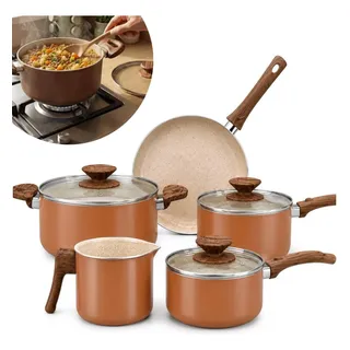 Brinox Jogo De Panela Brinox Antiaderente Ceramico Primea 5 Peças Marrom