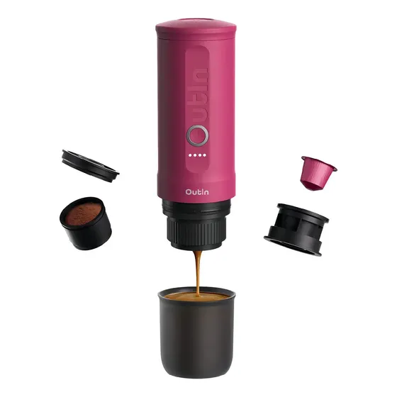 Cafetera Espresso Portátil Outin, Recargable, 80 Ml Color Rojo