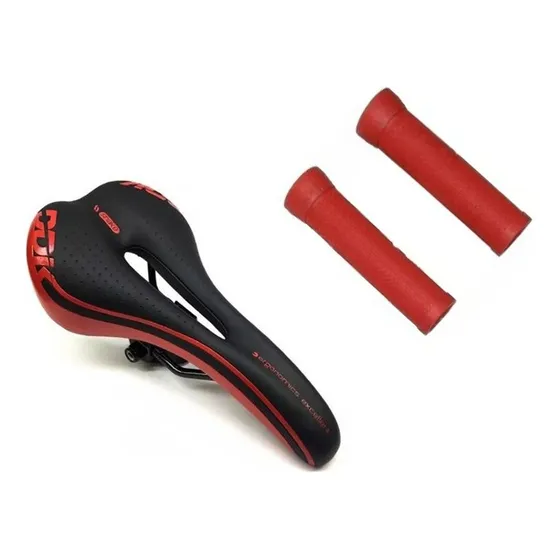Combo Asiento Ddk Snake Antiprostatico + Puños Gorila Mtb Color Rojo