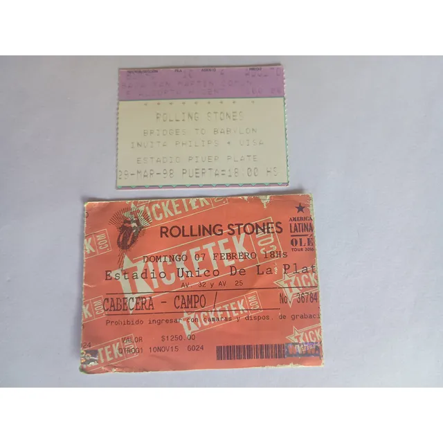 Entradas Usadas Rolling Stones River 1998 Y La Plata 2015