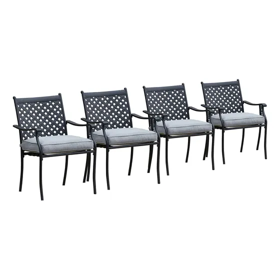 Lokatse Home. Juego De 4 Sillas Para Comedor De Hierro Forj.