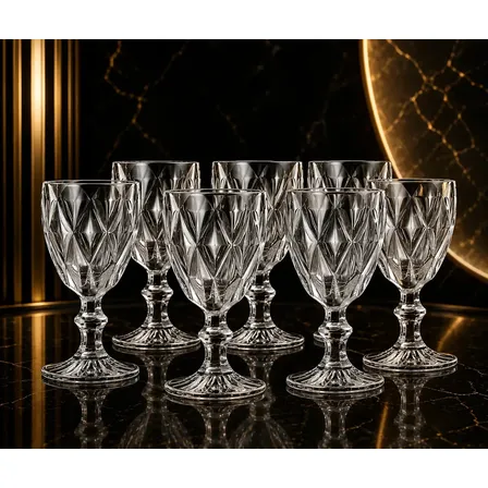 Taças Diamante Cristal Egípcio 330ml Moderna Luxo Refinada Vinho Suco Água M&k Home Store Branco
