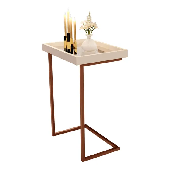 Mesa De Canto Apoio Para Sofá Detalhe Vidro Elegante