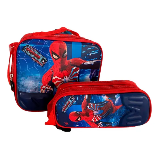 Kit X2 Lonchera Termica + Cartuchera Personajes Niños