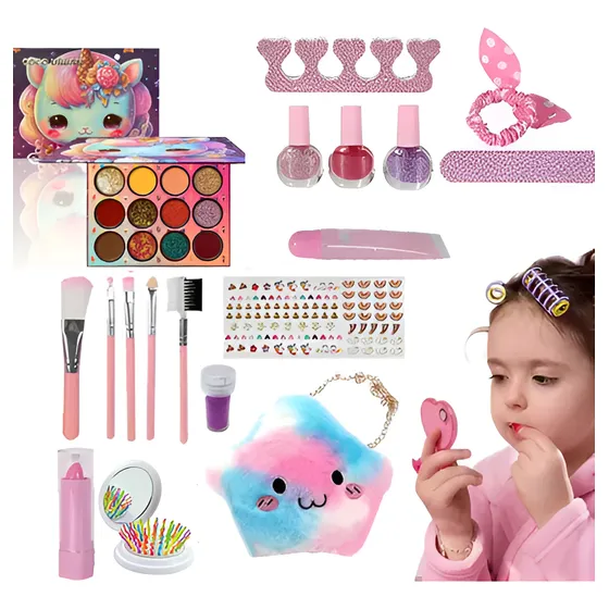 Set Juguete Maquillaje Infantil Kit Lavable Nena Niña X18
