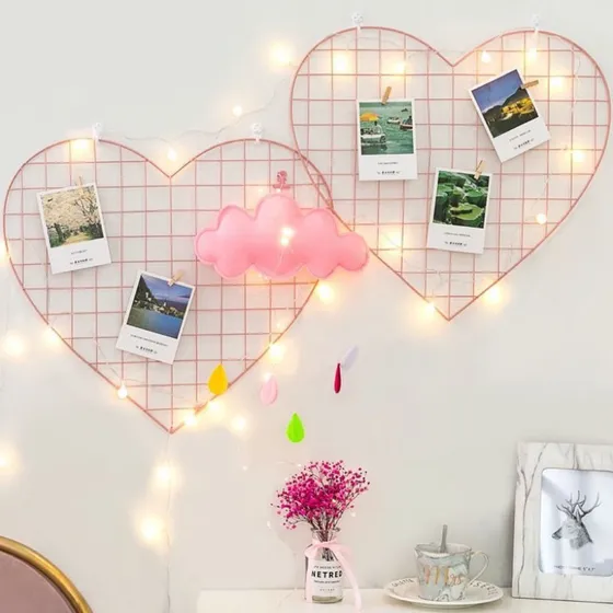 Rejilla Metalica Decorativa Rosada Forma De Corazón
