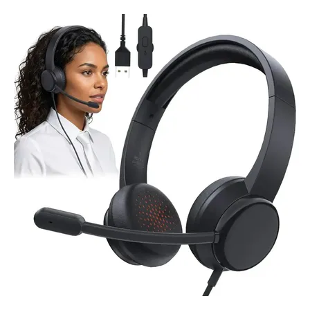 Fone Headset OLAFVI Fone Telemarketing Call Center Com Fio USB Microfone Flexível Home Office