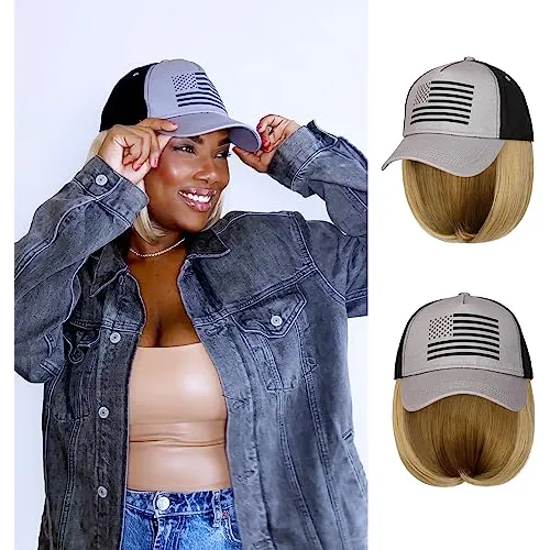 Aynqueen Hat Wigs American Flag Baseball Cap Con Bob Bjg8z