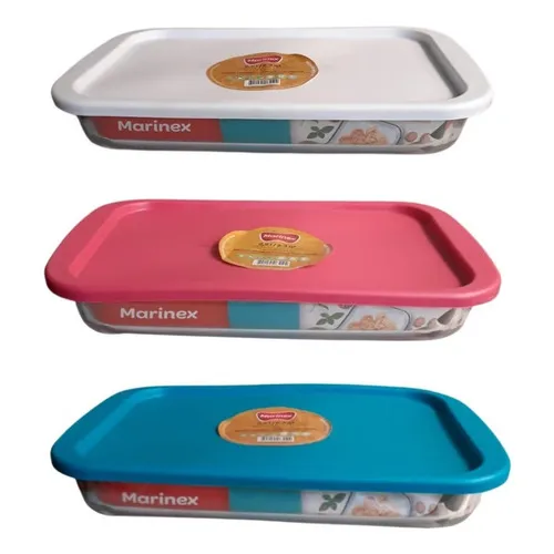 Fuente Marinex Asadera Vidrio Templado Horno C/ Tapa 2,2 Lts Color Transparente