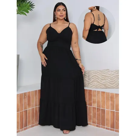 Vestido Feminino Plus Size Longo Alcinha Calor Verão Premium