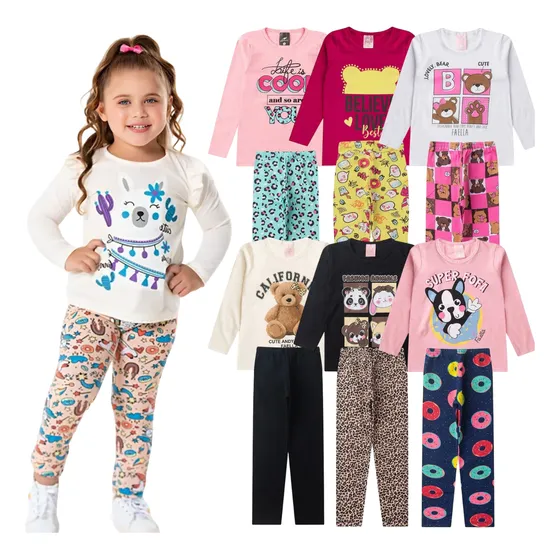Kit 12 Peças Conjuntos Infantil Menina Algodão Sortido