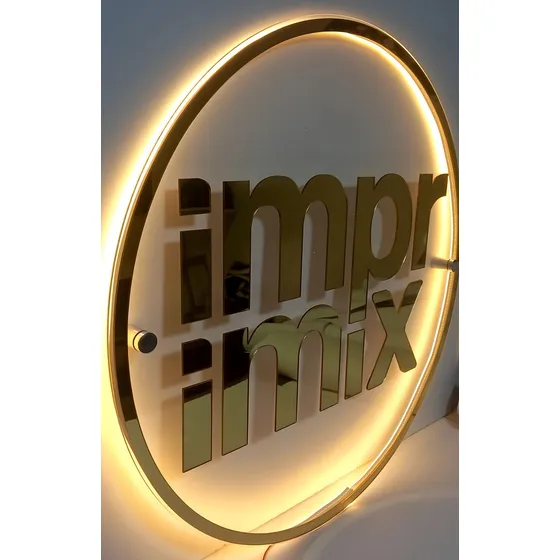 Placa Painel Letreiro Logo Com Led Neon Acrilico 60X60 cm Cor Fundo Transparente