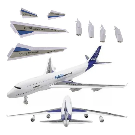 Avião De Brinquedo Fricção Acende Luzes E Som + Pilha Cor Branco