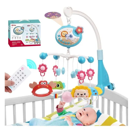 Móvil Musical Para Cuna Sonajero Giratoria Con Proyector Luz Multicolor Auxtoo Yl01