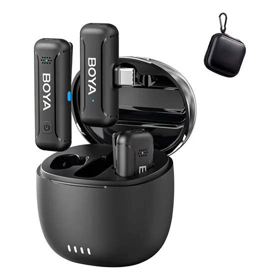 Microfone De Lapela Boya By-wm3t-u2 Usb C Preto + Bag