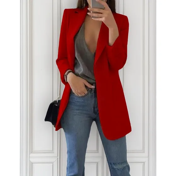 Chaqueta De Mujer De Estilo Moderno Con Solapa Y Temperament
