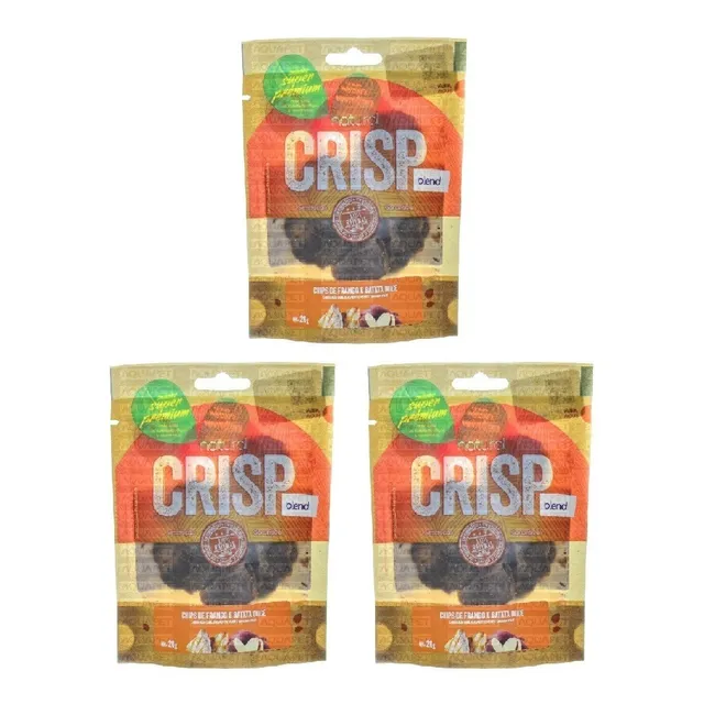 Petisco Chips Frango Batata Doce 20g Natural Crisp Kit 3 Un.