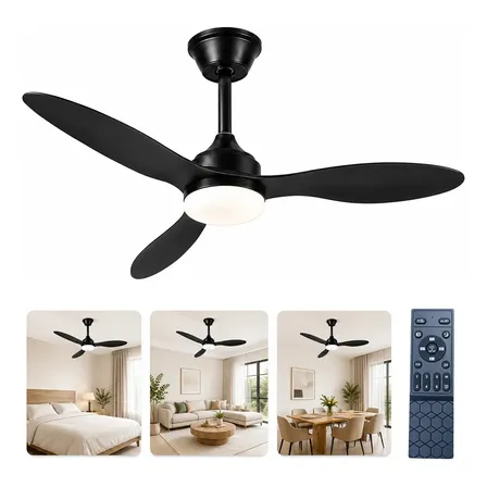 Lynkalat Ventilador Teto 42 Preto Led Silencioso C/ Ctrl 1.07 M 50/60hz Preto 127/220v Abs 3