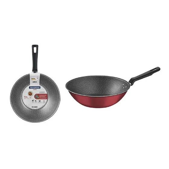 Wok Sarten 28 Cm 3,6 Lts Loreto Cocina Tramontina Color Rojo